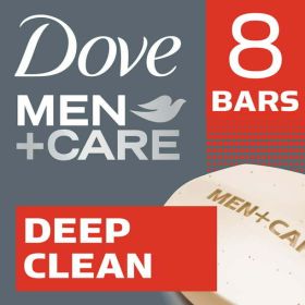 Dove Men+Care Men's Bar Soap Deep Clean, 3.75 oz, 8 Bars