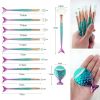 10 mermaid-gradient blue with fan-shaped brush + small fish (makeup brush)