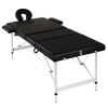 Black Foldable Massage Table 3 Zones with Aluminum Frame