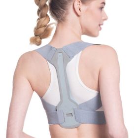 Posture Corrector for Men and Women, Adjustable Upper Back Brace for Clavicle Support (Color: Gray)